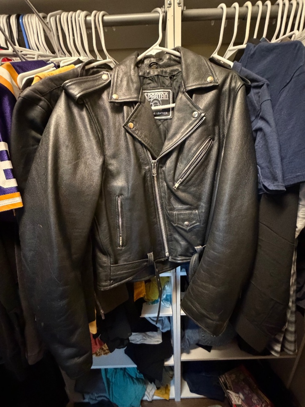 Vintage Spartan genuine leather motorcycle biker jacket